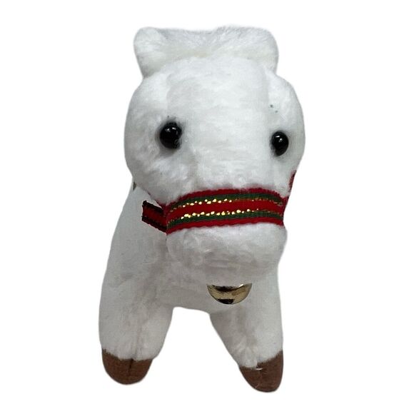 Aurora Plush White Horse Pony Ornament Collectible Christmas - Picture 3 of 7